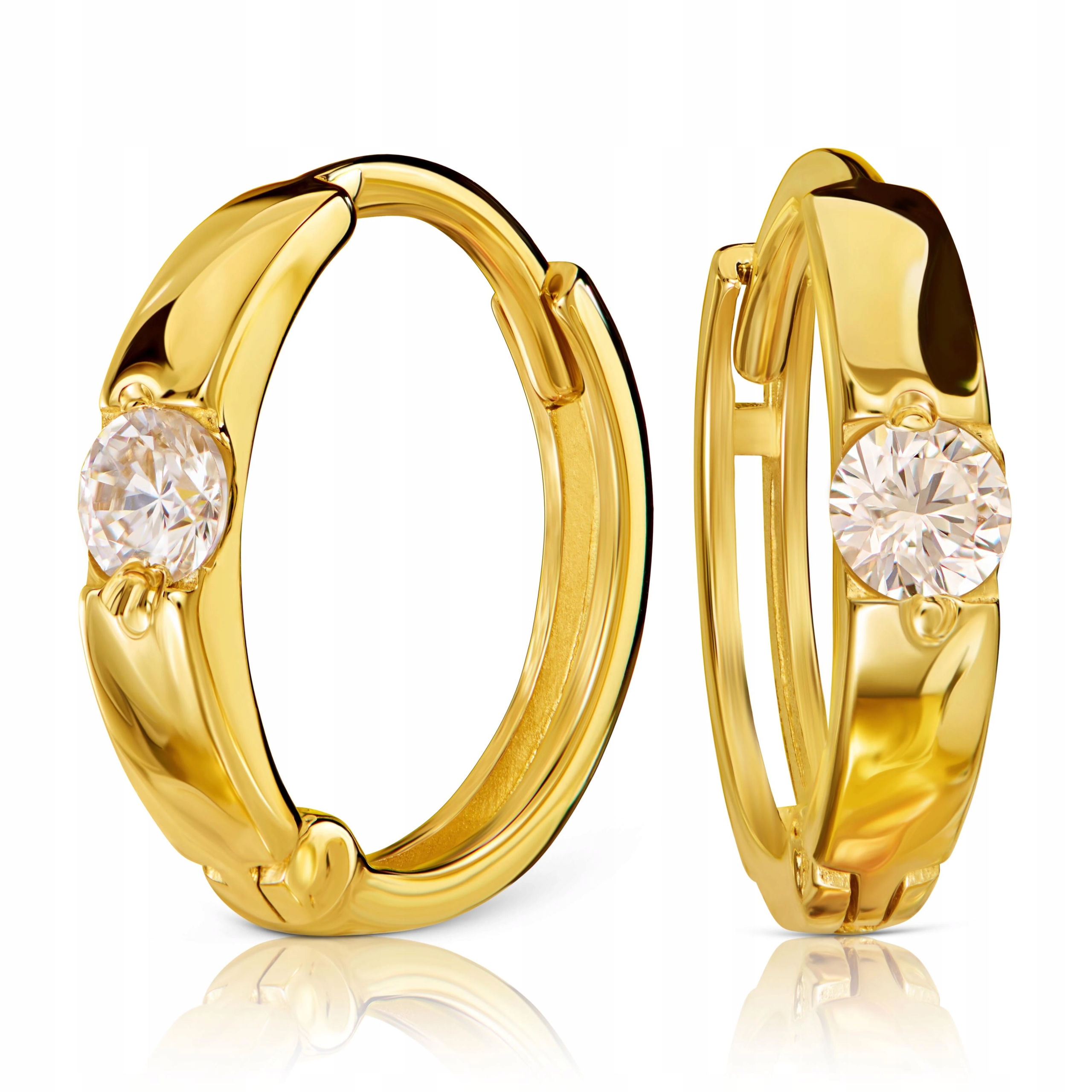 Náušnice 585 zlaté kroužky se zirkonem na patentku