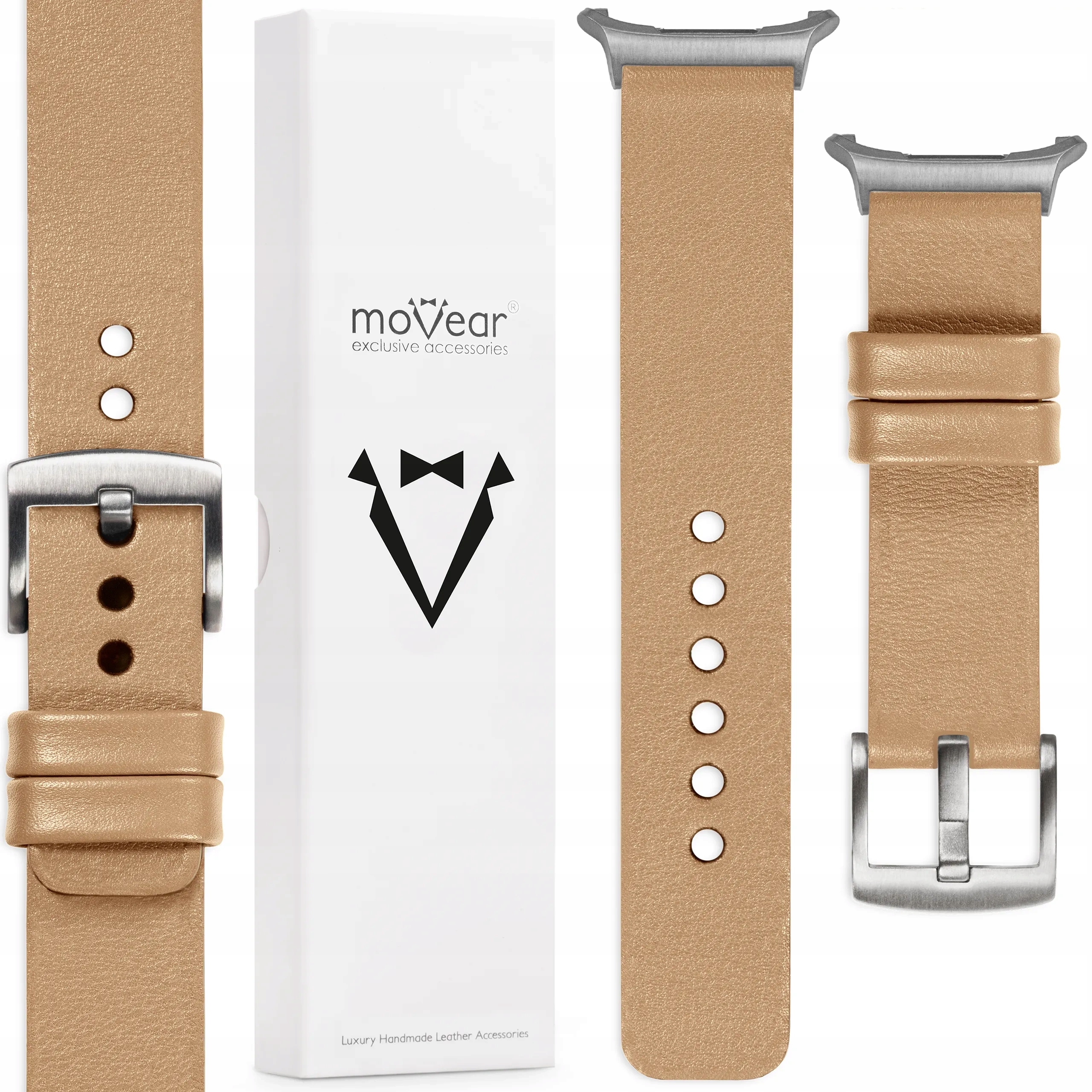 Pásek pro Samsung Galaxy Watch Ultra 22 mm Kožený Cappuccino Movear