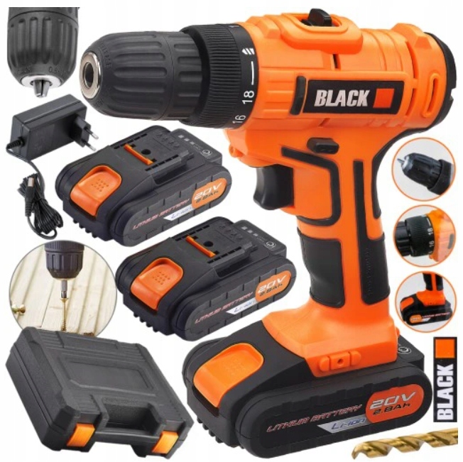 Аккумуляторная дрель 20V LED 2XAKU