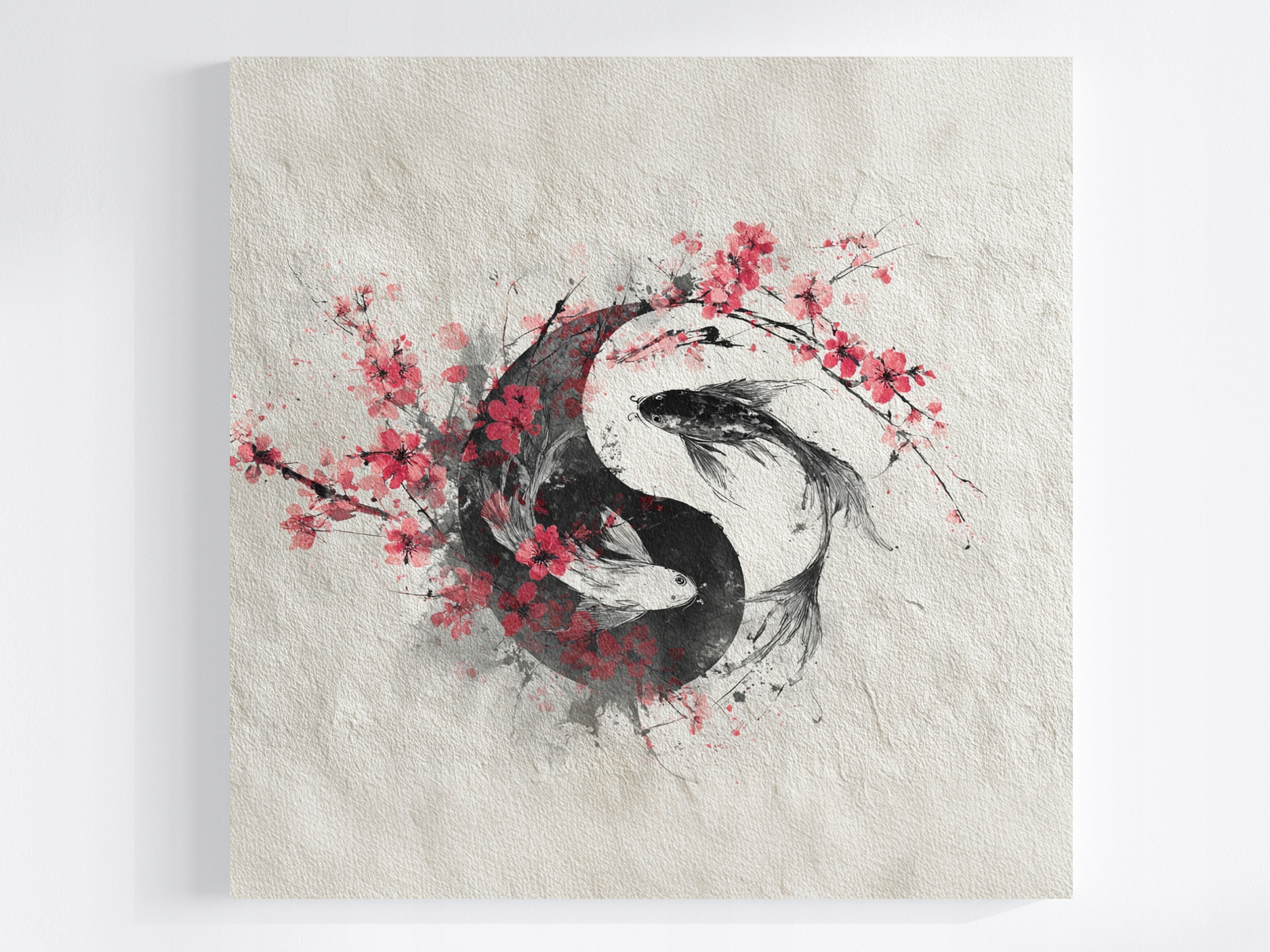 Obraz Na Plátně Canvas Koi Ryby Yin Yang Japonsko Sakura Feng Shui 80x80