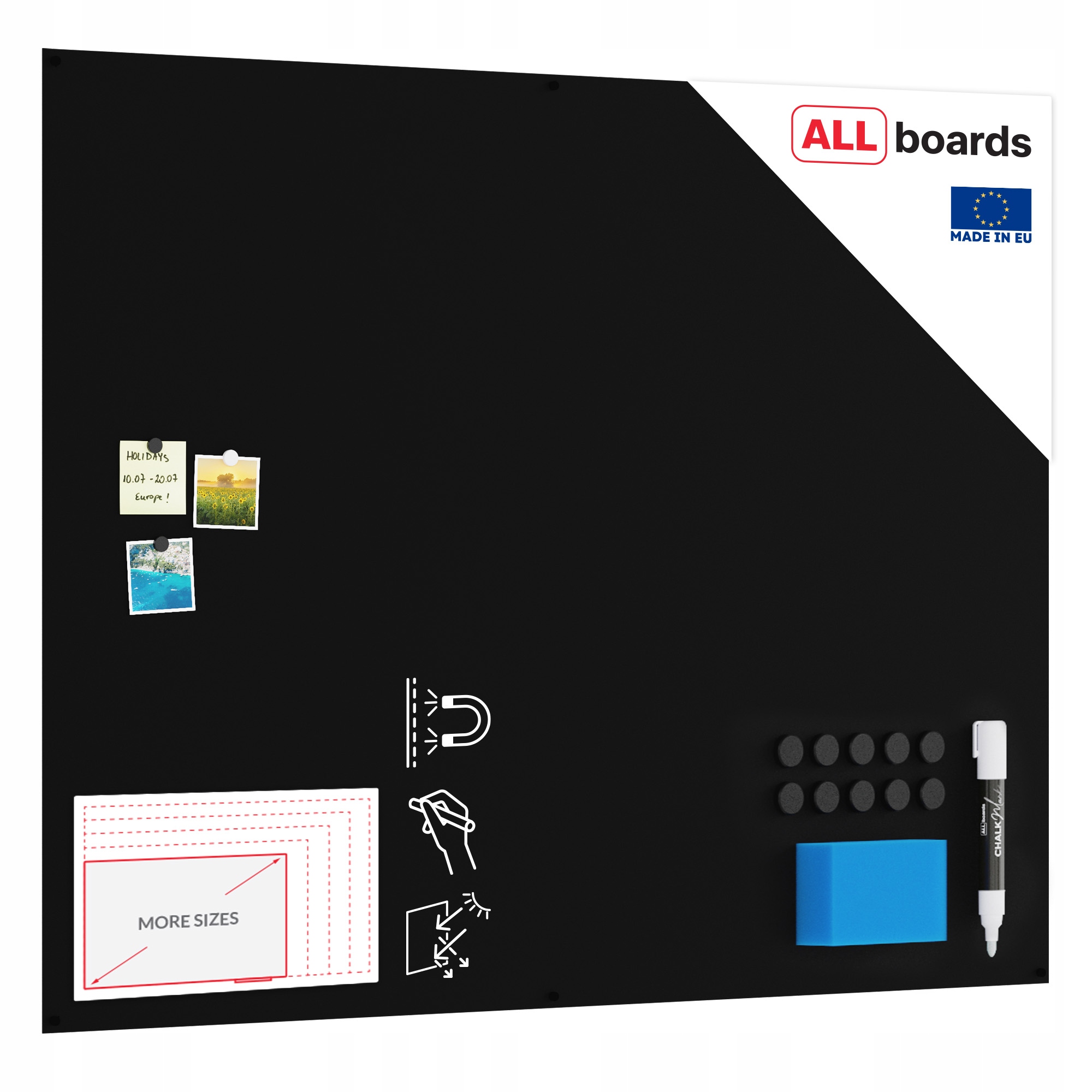 Tablica magnetyczna kredowa bezramowa panel magnetyczny 150x120 cm +gratisy