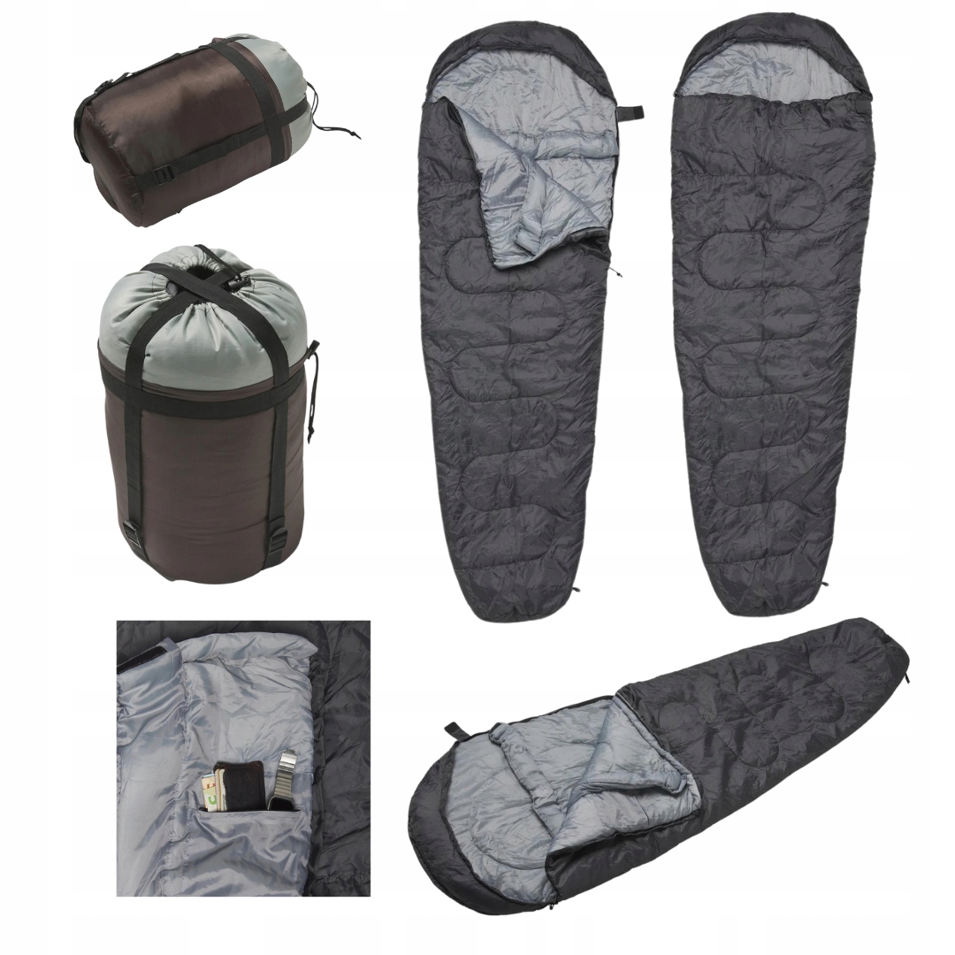 Lekki Śpiwór turystyczny mumia Rocktrail 220x76 z kapturem Pokrowiec