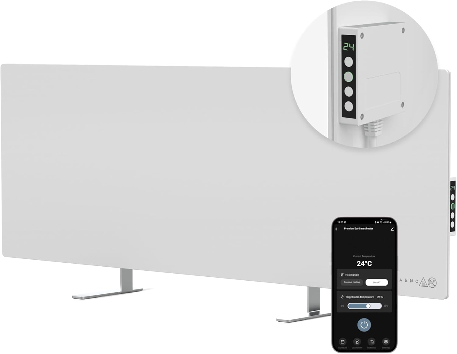 AENO GH1S Grzejnik szklany Smart 700W aplikacja biały wtyczka EU Amazon — 2