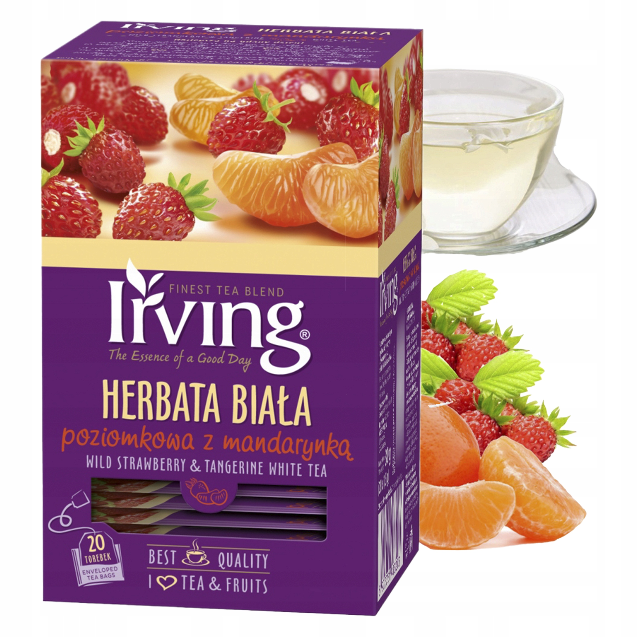 IRVING herbata BIAŁA POZIOMKOWA z mandarynką WHITE TEA 20 TOREBEK