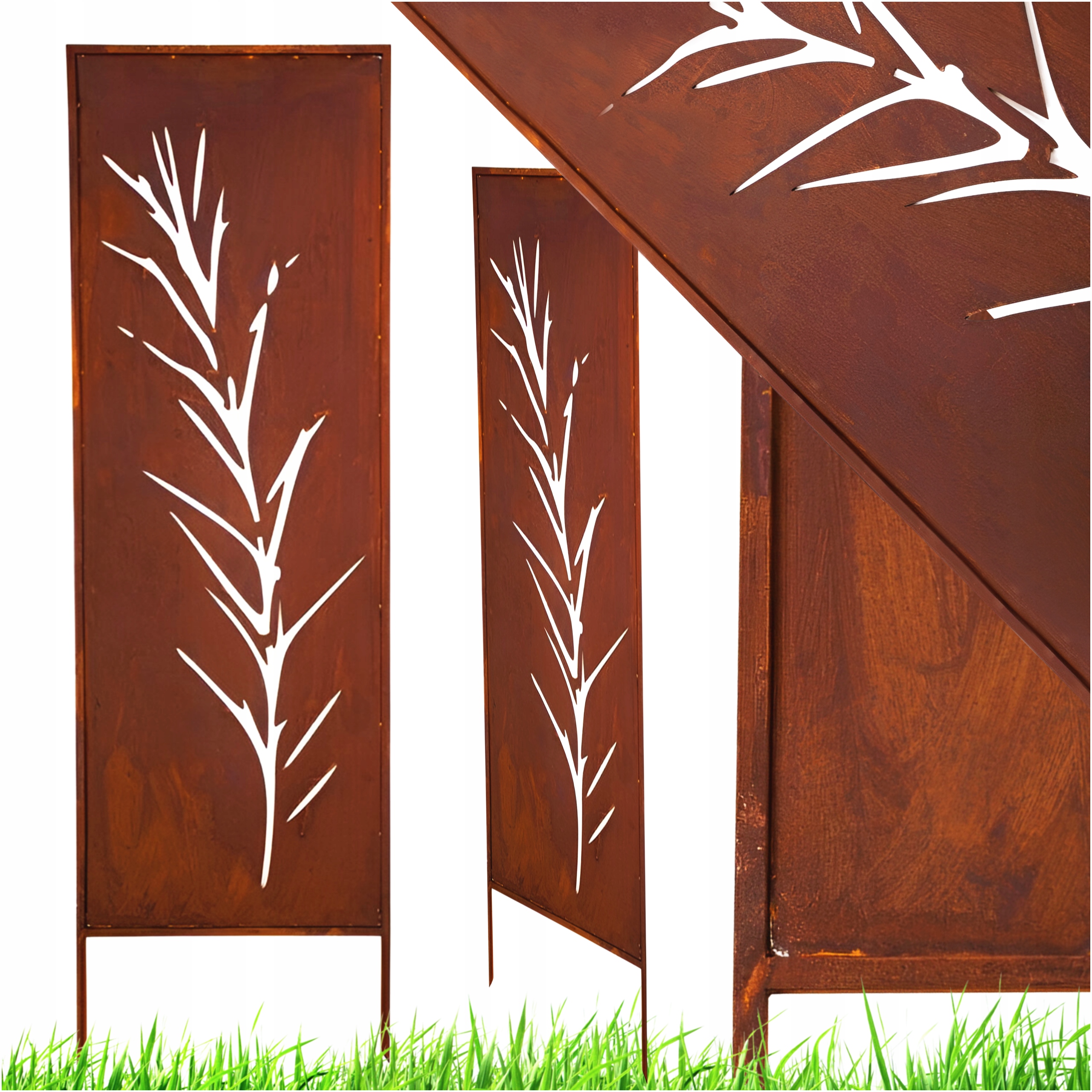 PANEL OGRODOWY BRAMA METALOWY PŁOT TRAWY OCHRONA PRZED SĄSIADEM CORTEN Długość 159 cm