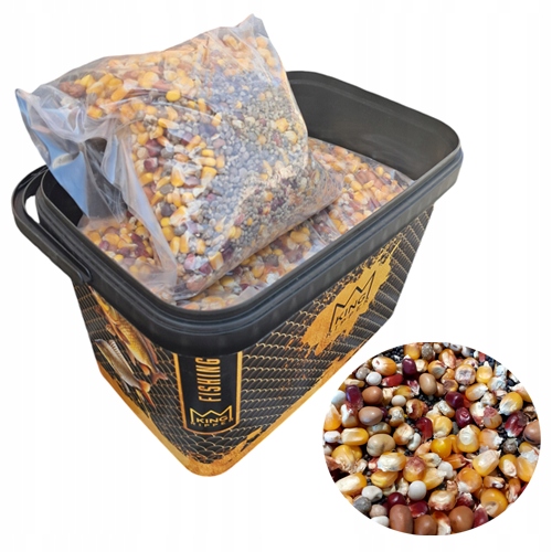 Bobik Mix Zaiarno 1Kg Suchy na Ryby Kukurydza Bobik Konopia Łubin Wiadro 5L