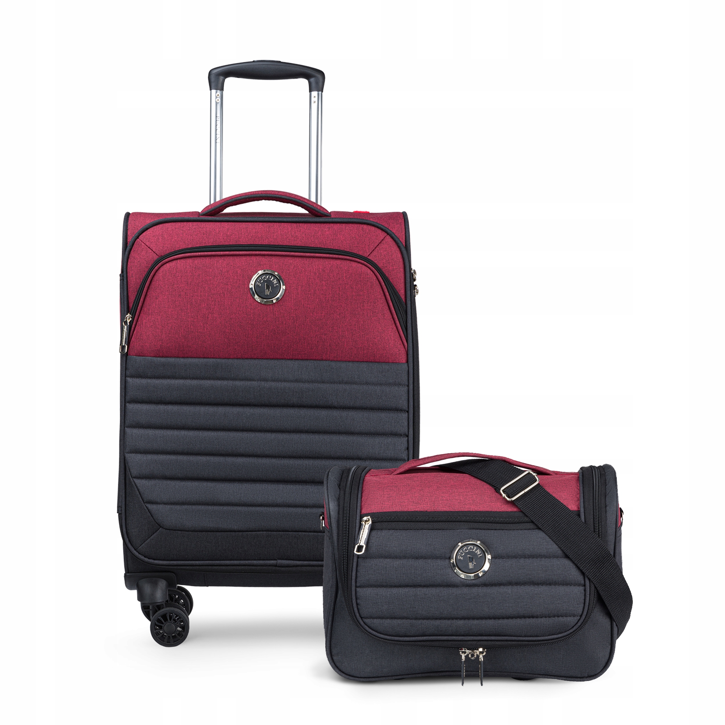 Puccini Zestaw Walizek Podróżnych Kabinowa Kuferek Miękkie Na Kółkach 2w1