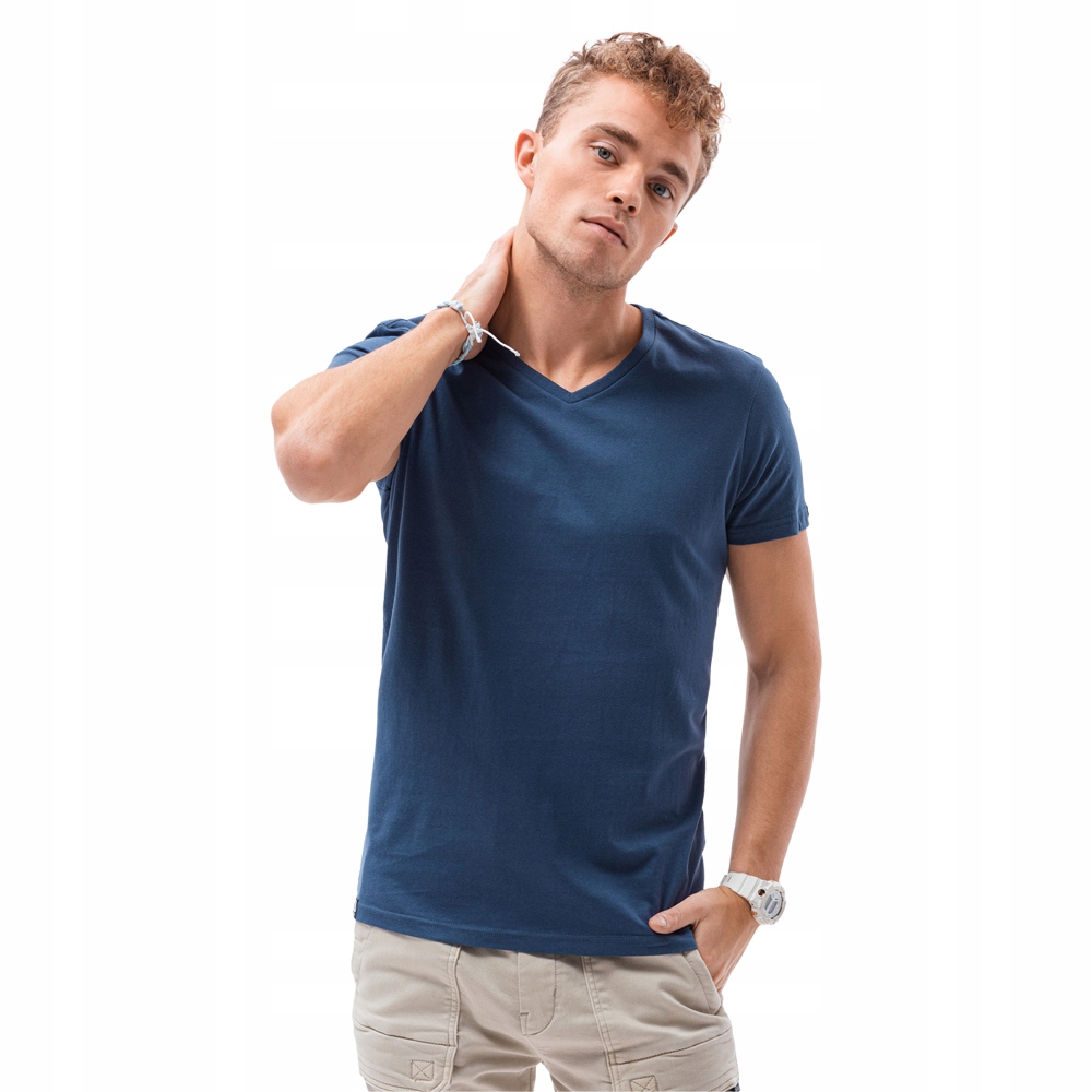

T-shirt męski bawełniany Basic S1369 c.nieb L
