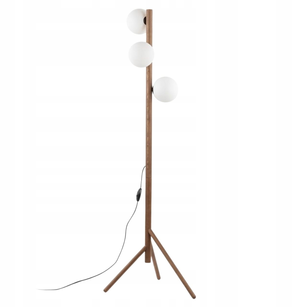 Podlahová Lampa Estera Wood Orech Klosz Biela 3XG9 vysoká stojaca lampa