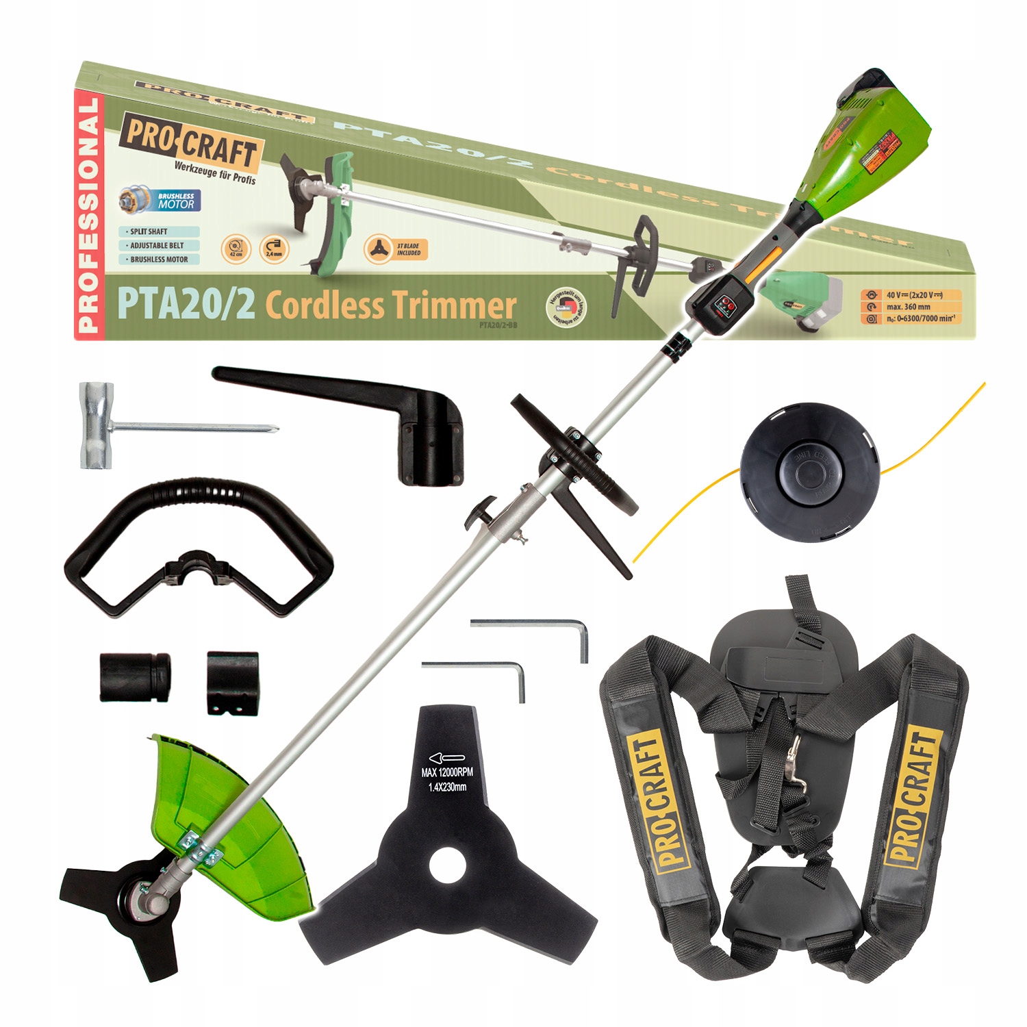 Aku krovinorez Procraft PTA20/2 bez akumulátora a nabíjačky