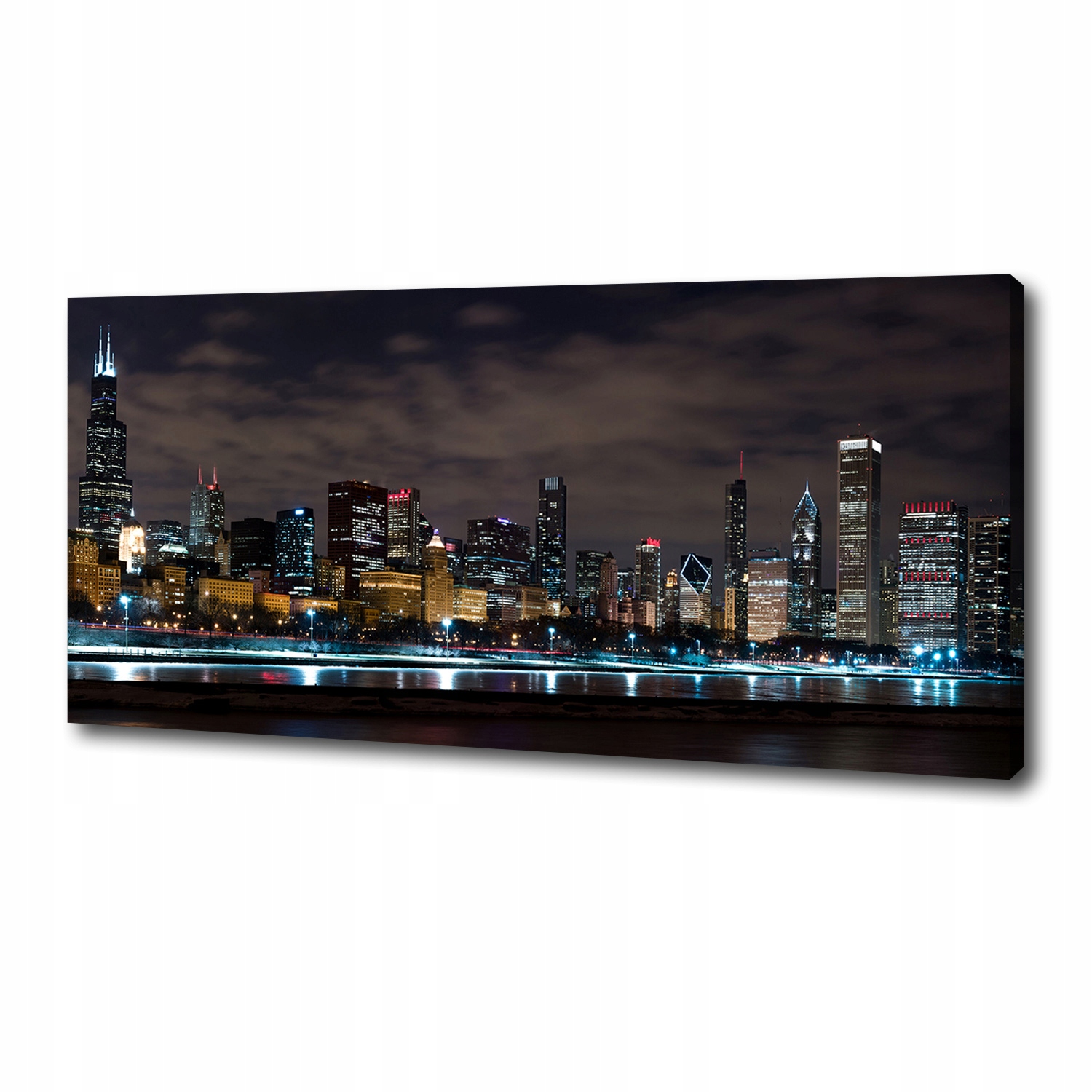 

Foto obraz duży na płótnie Chicago nocą 125x50 cm