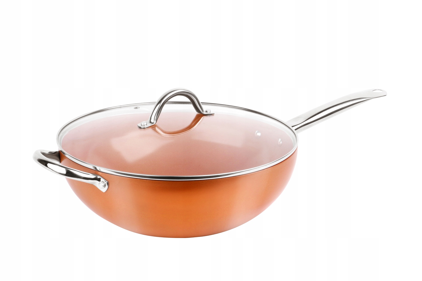 Pánev wok s poklicí 28 cm, měď 1219P