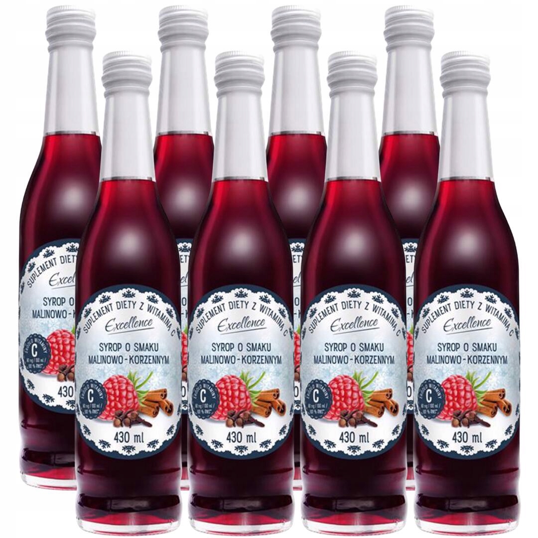 Levně Excellence Zimní sirup s malinovo-kořeněnou příchutí a vitamínem C 430 ml x 8 ks