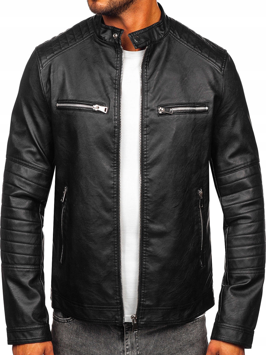 Kožená Bunda Biker Černá 11Z8066 Denley_m