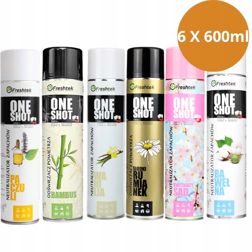Levně Sada MIX osvěžovačů Freshtek ONEShot 6X600 ml – každodenní vůně