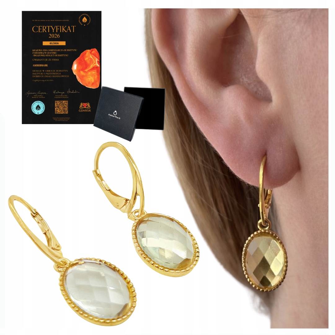 Stříbrné náušnice s anglickým fazetovaným jantarem