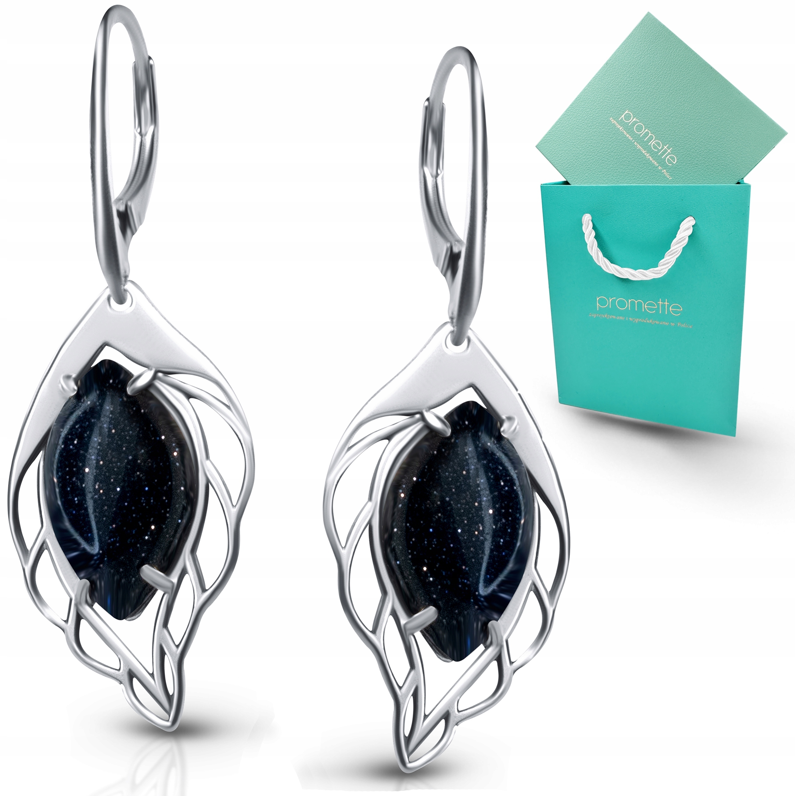 Stříbrné náušnice noc Káhiry, umělecké, kámen, stříbro 925