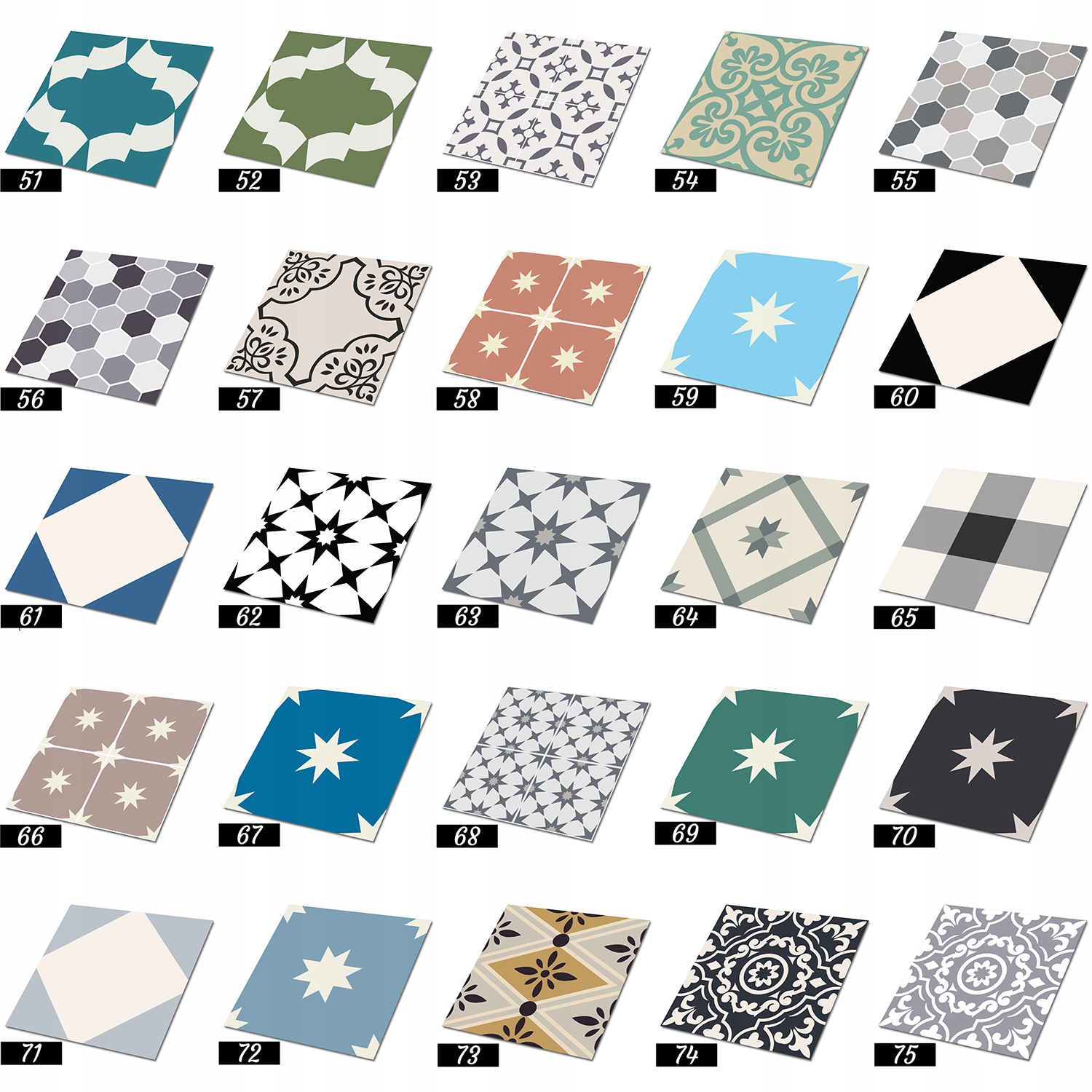 Samoprzylepne panele PCV 30x30 cm Patchwork fale Rodzaj dekoru płytka