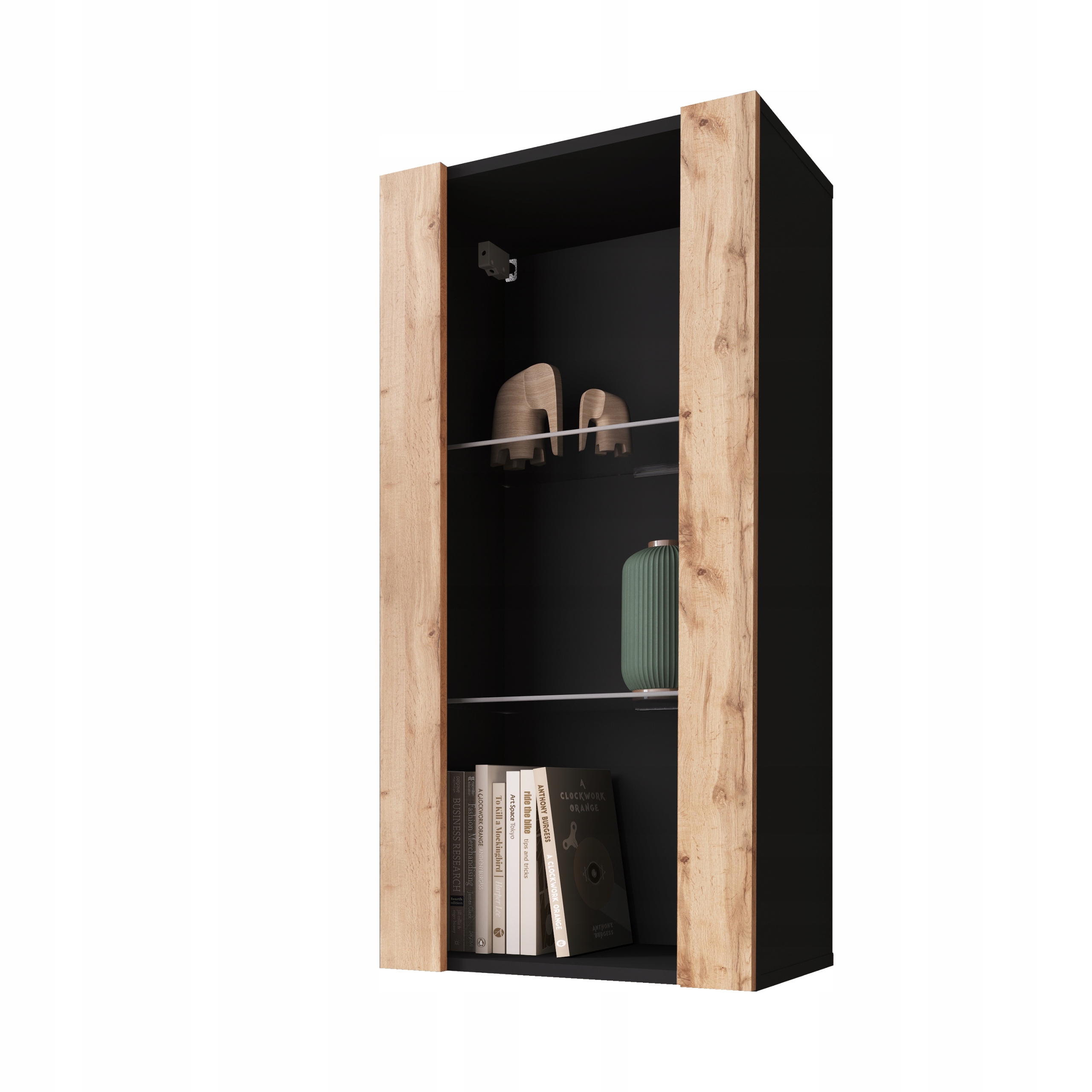 komodee Tivoli Závěsná vitrína Vertical 100 Černá-Dub Wotan