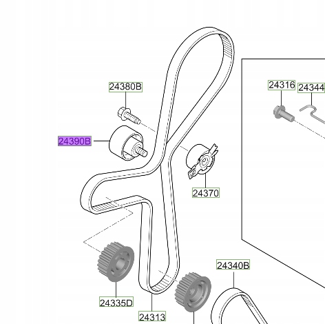 243902U020 HYUNDAI OE ROLKA PASKA ROZRZĄDU