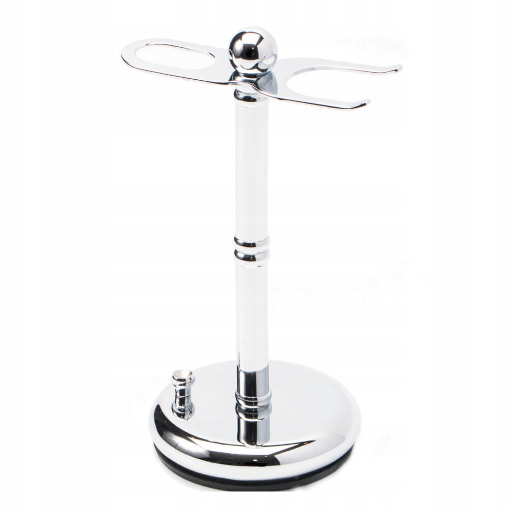 Chromovaný stojan na štětku na holení a holicí strojek Parker