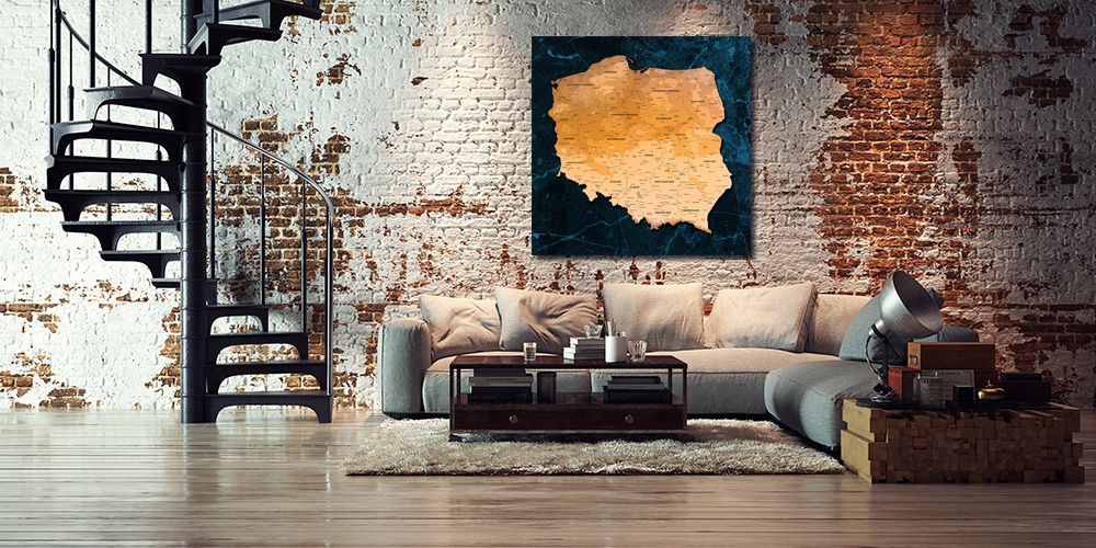 

Tablica Korkowa Mapa Polski obraz 100x100 +pinezki