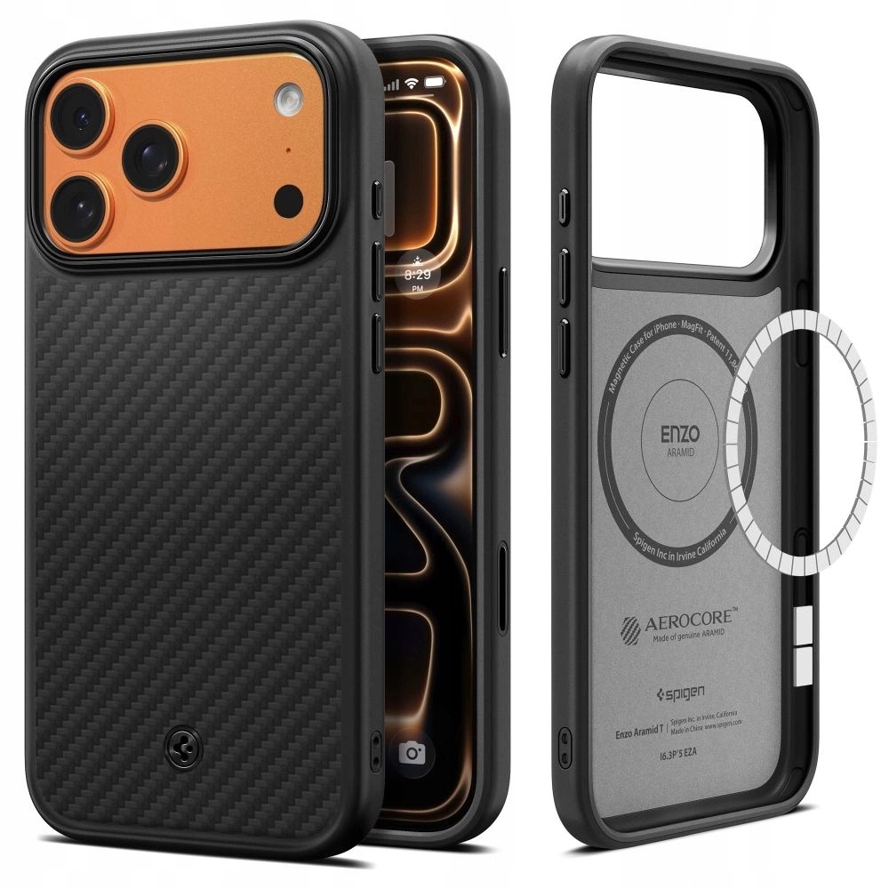 Etui Spigen Enzo Aramid "t" MagSafe na iPhone 17 Pro Max czarne