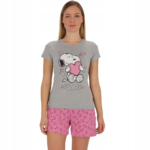Śmieszna Piżama Snoopy Piżama Piesek Z Sercem Koszulka Szorty W Pieski M