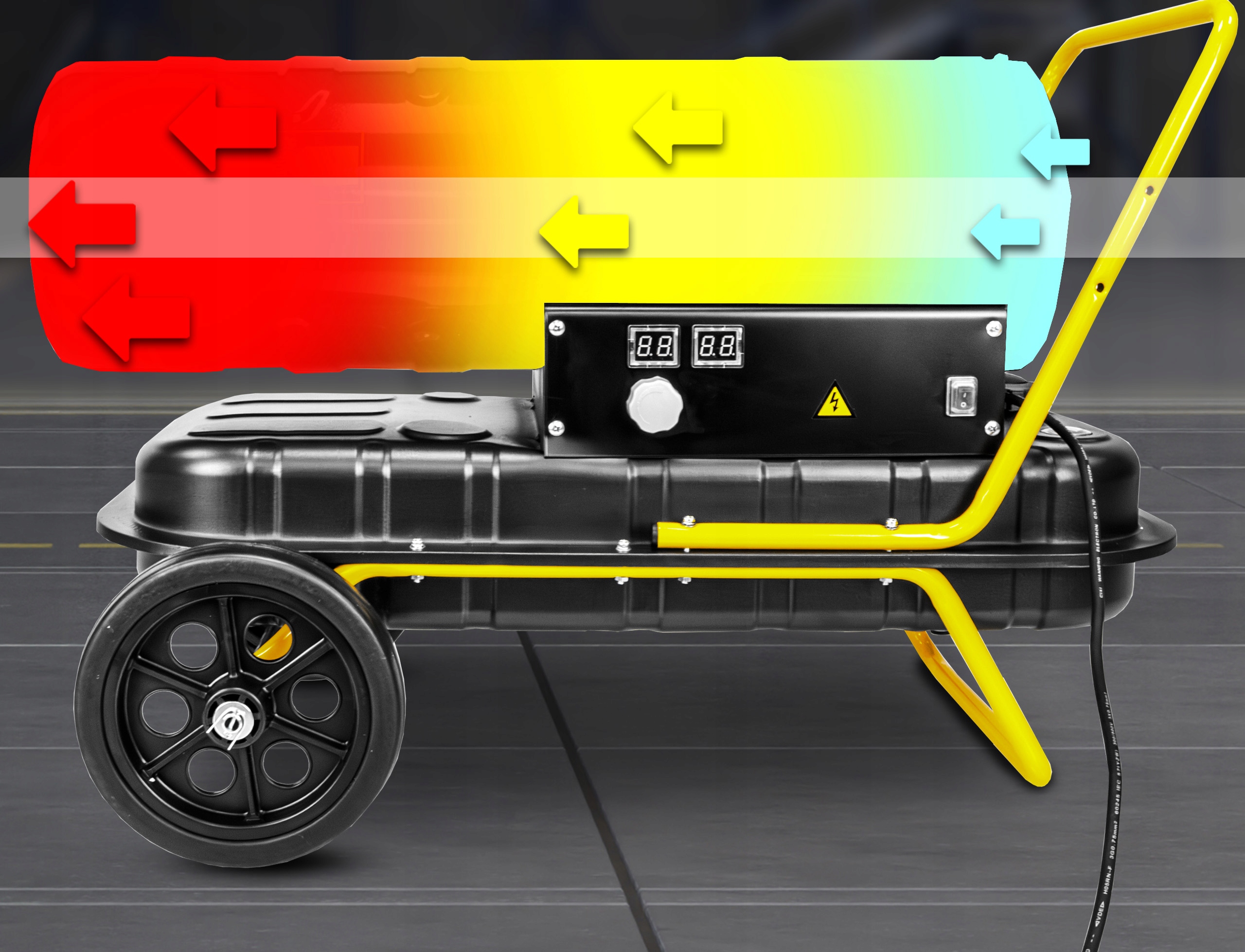 30-кіловатний масляний обігрівач VENOM з бензиновим вентилятором, РК-дисплей, модель VN 5030