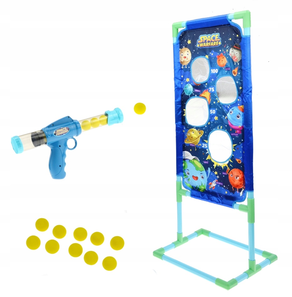 

Pistolet Wyrzutnia Miękkie Kulki Piłki Tarcza