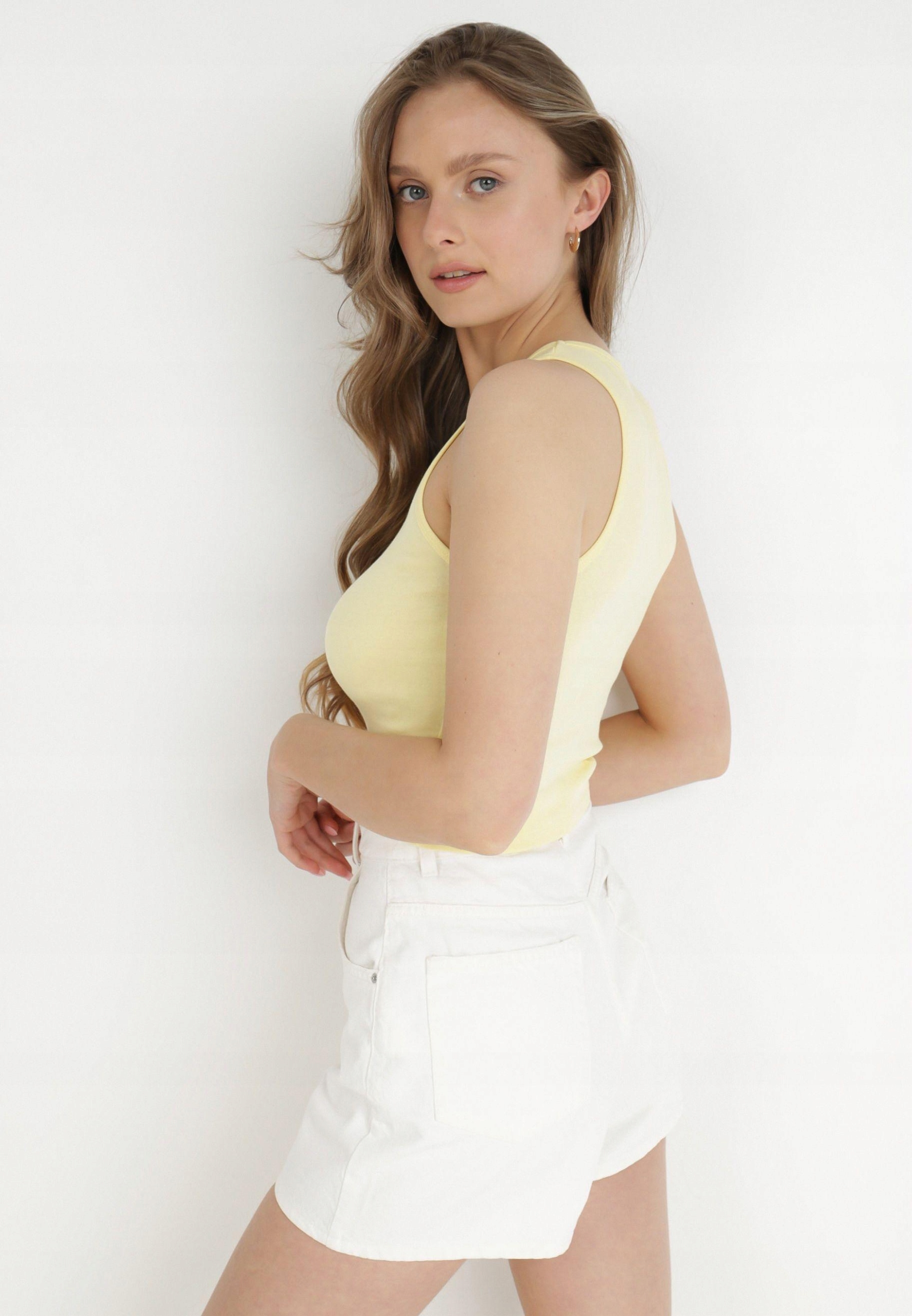 Born2Be Żółty Top damski M Wzór dominujący bez wzoru