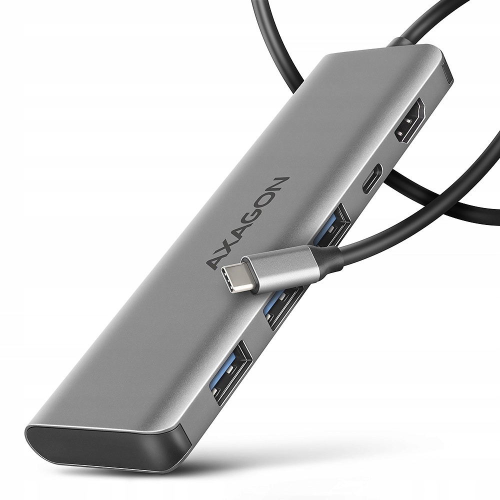HMC-5H Víceportový Usb hub 5v1, 5Gbps, 3x Usb-a, Hdmi 4K/30Hz, Pd 100W,