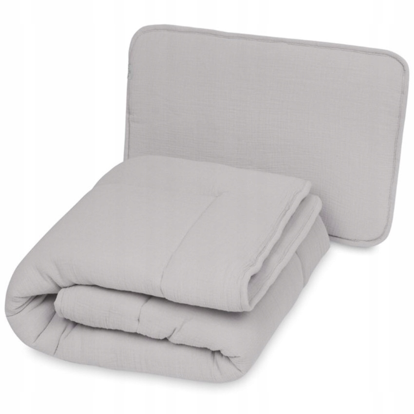 Mušelínová prikrývka a vankúš 135x100+40x60 cm svetlosivá Baby Matex