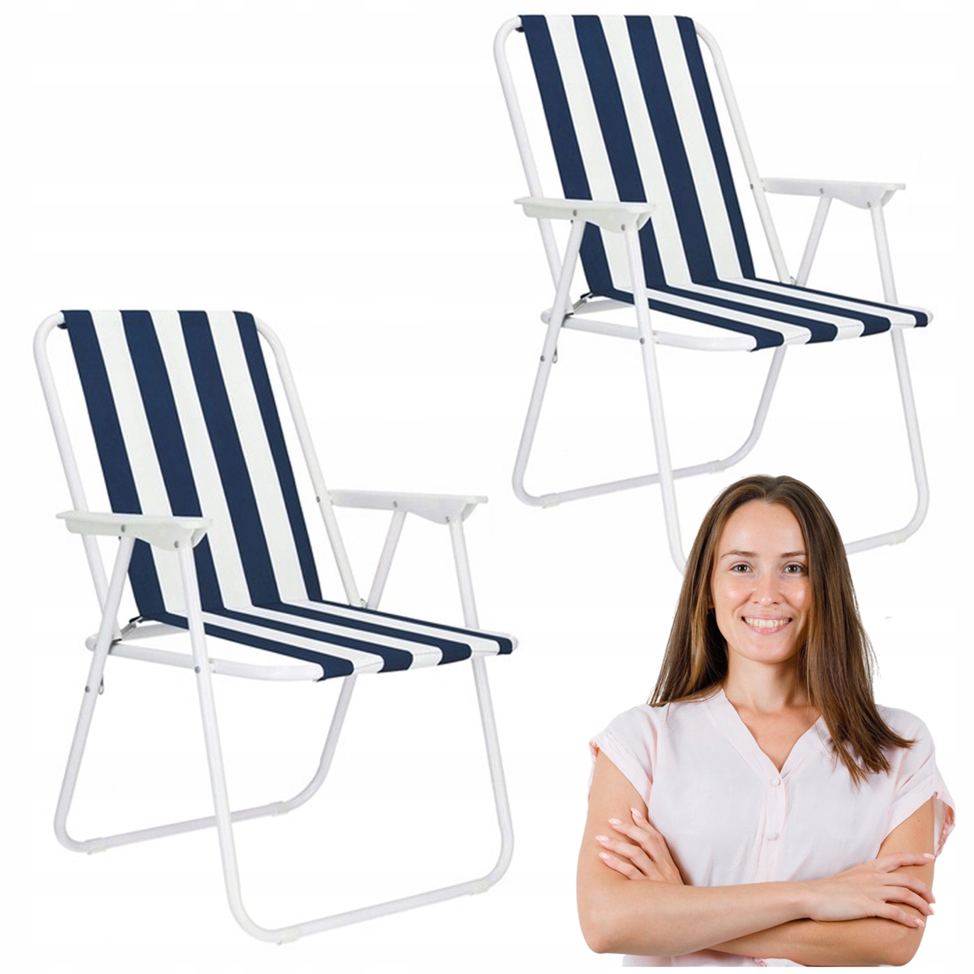 2x Turistická Skládací Plážová Židle Zahradní Křeslo Lehátko Balkon Terasa