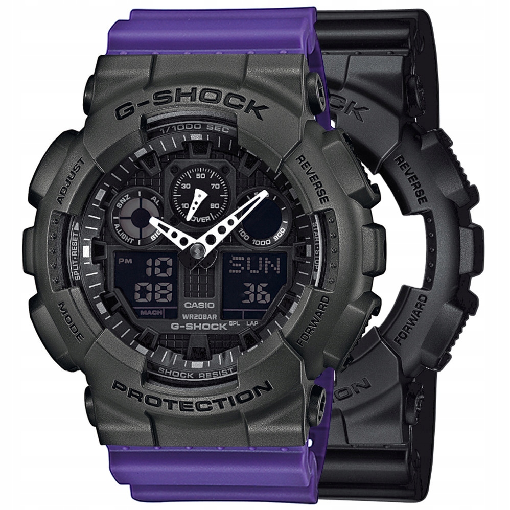 Sada G-shock GA-100-1A1ER Šedá Fialová