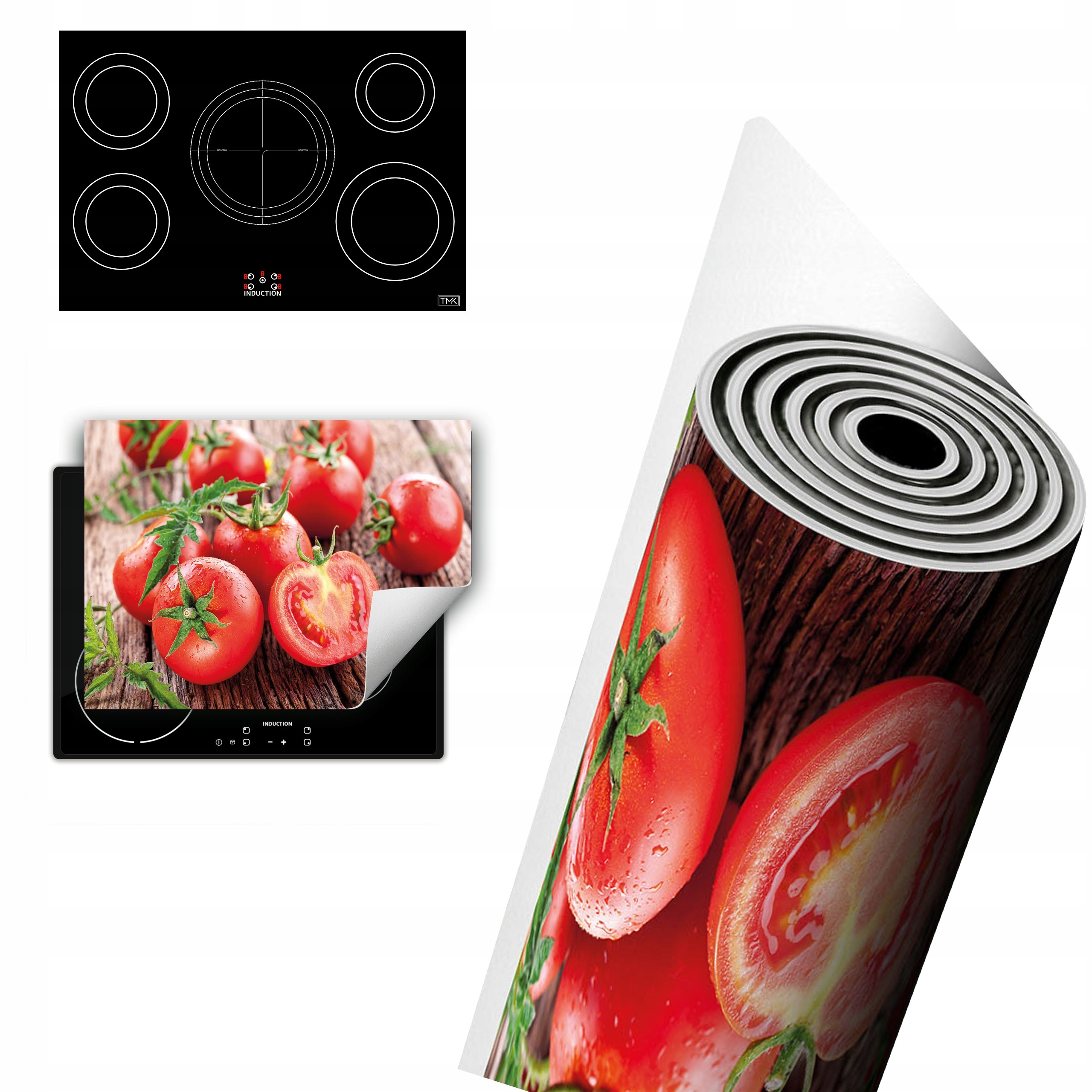 Vinylová Ochranná Deska Na Indukci 80x52 Dřevo Rajčata
