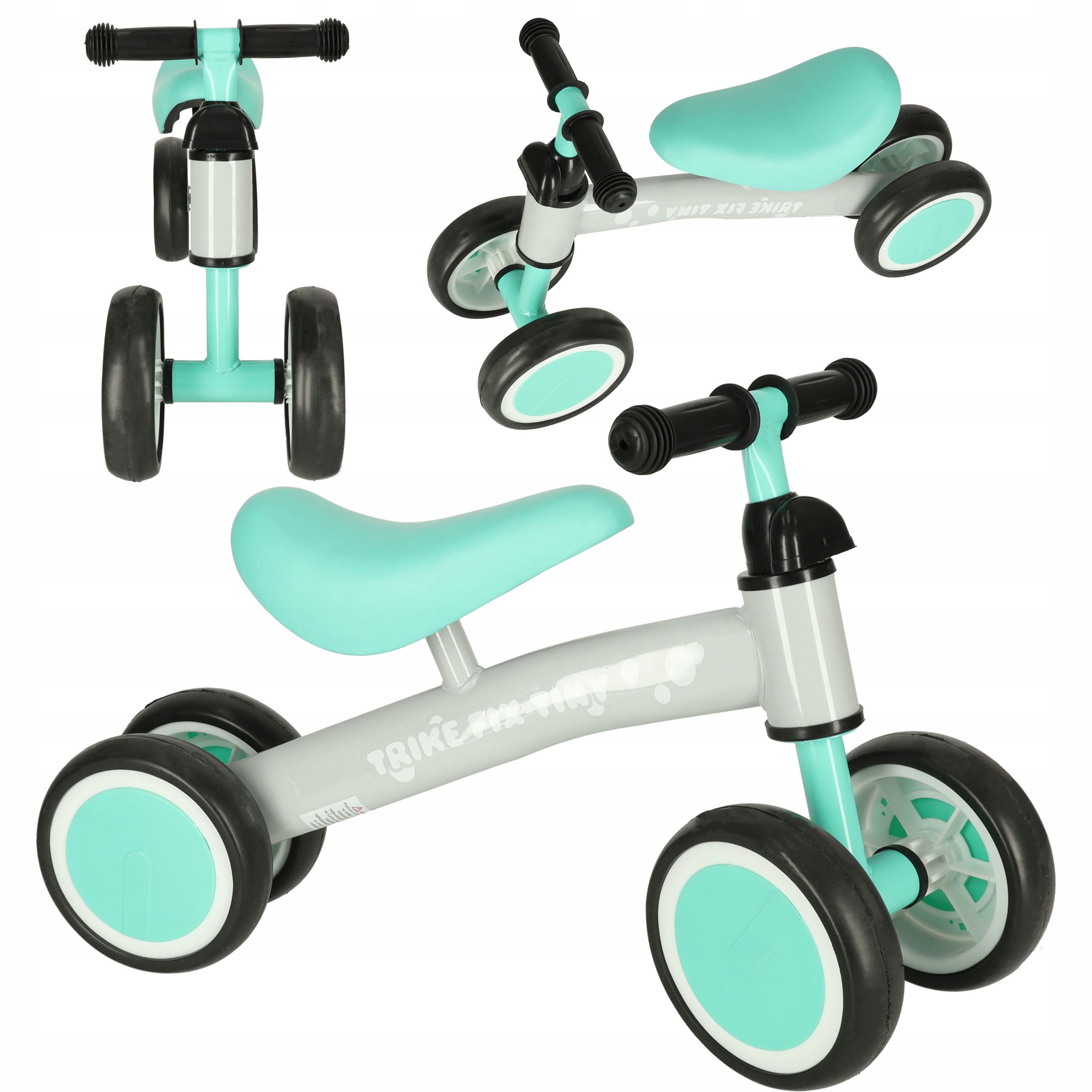 ROWEREK BIEGOWY ROWER DZIECIĘCY TRIKE FIX CZTEROKOŁOWY LEKKI MIĘTOWY