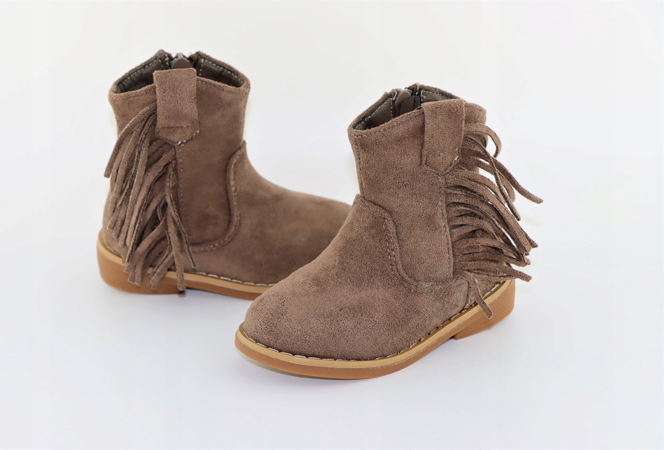 BOTKI DZIEWCZĘCE lekkie buty na jesień suwak r.21 Kolor brązowy