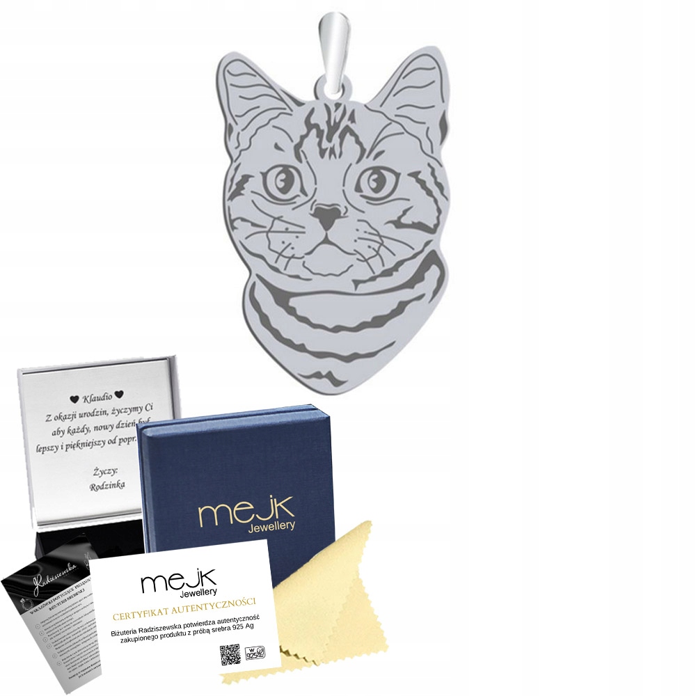 Stříbrný přívěsek s kočkou American Shorthair 925 Šperky Gravírování Bonus