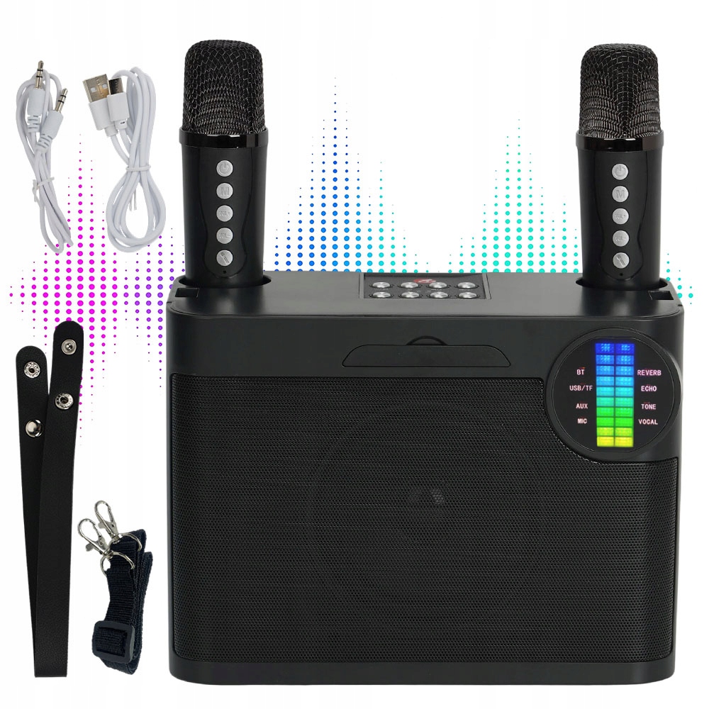 Karaoke Sada Se 2 Mikrofony, Reproduktor Bluetooth 10W, 5 Efektů Led Světla