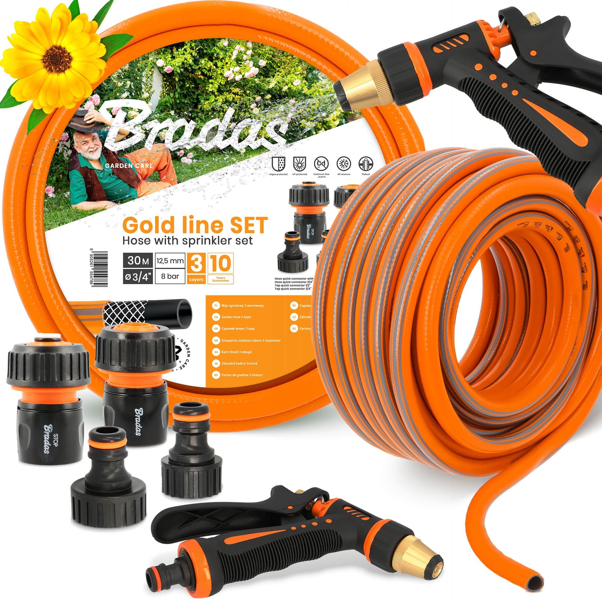 Záhradná Hadica 3/4 Vody Navíjacia 30 m Elastický Šlauf Zalievanie 3 Vrstvy Yo