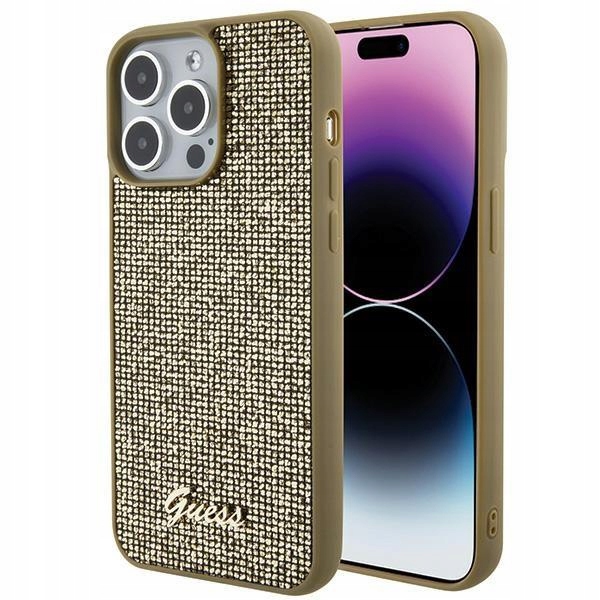 Pouzdro Guess Disco pro iPhone 15 Pro Max, zlaté pouzdro
