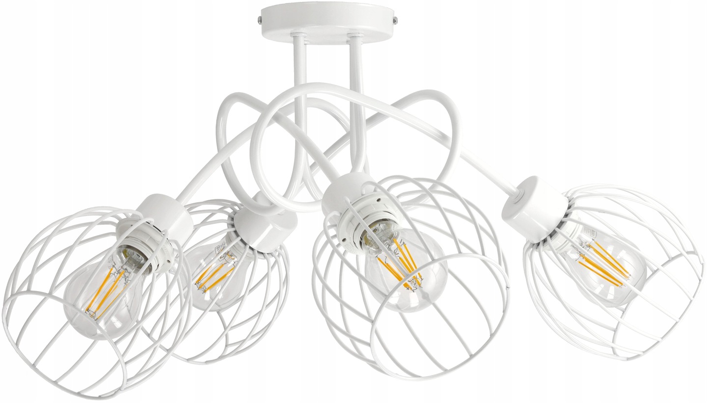 

Lampa Sufitowa żyrandol Wisząca Loft drut kula x4