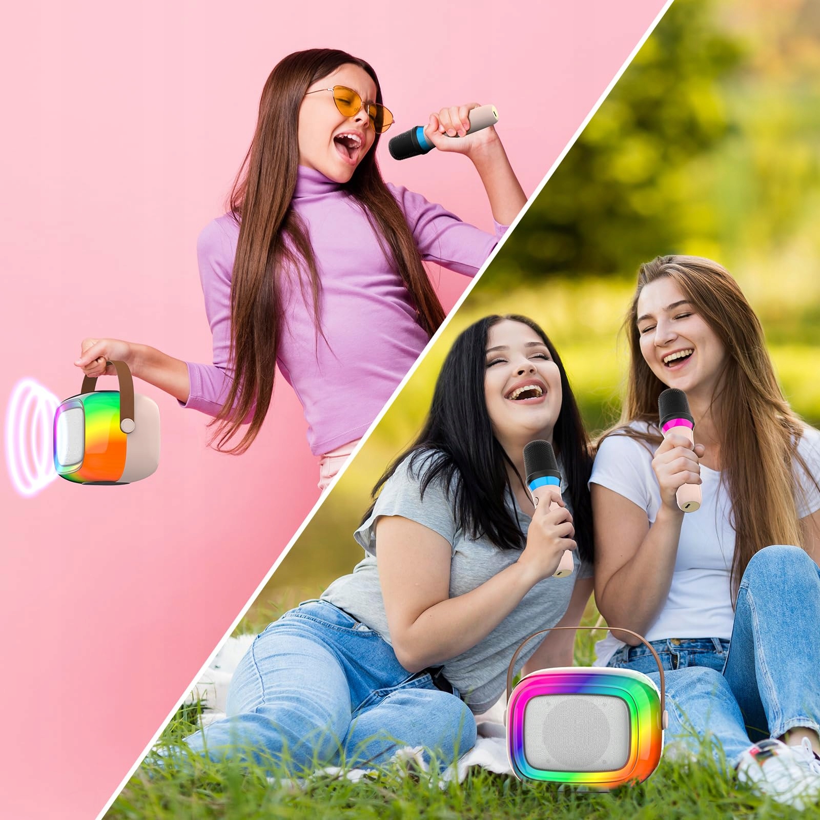 GUYUCOM Karaoke Zestaw Bluetooth Dla Dzieci i Dorosłych Z Mikrofonami — miniatura 7