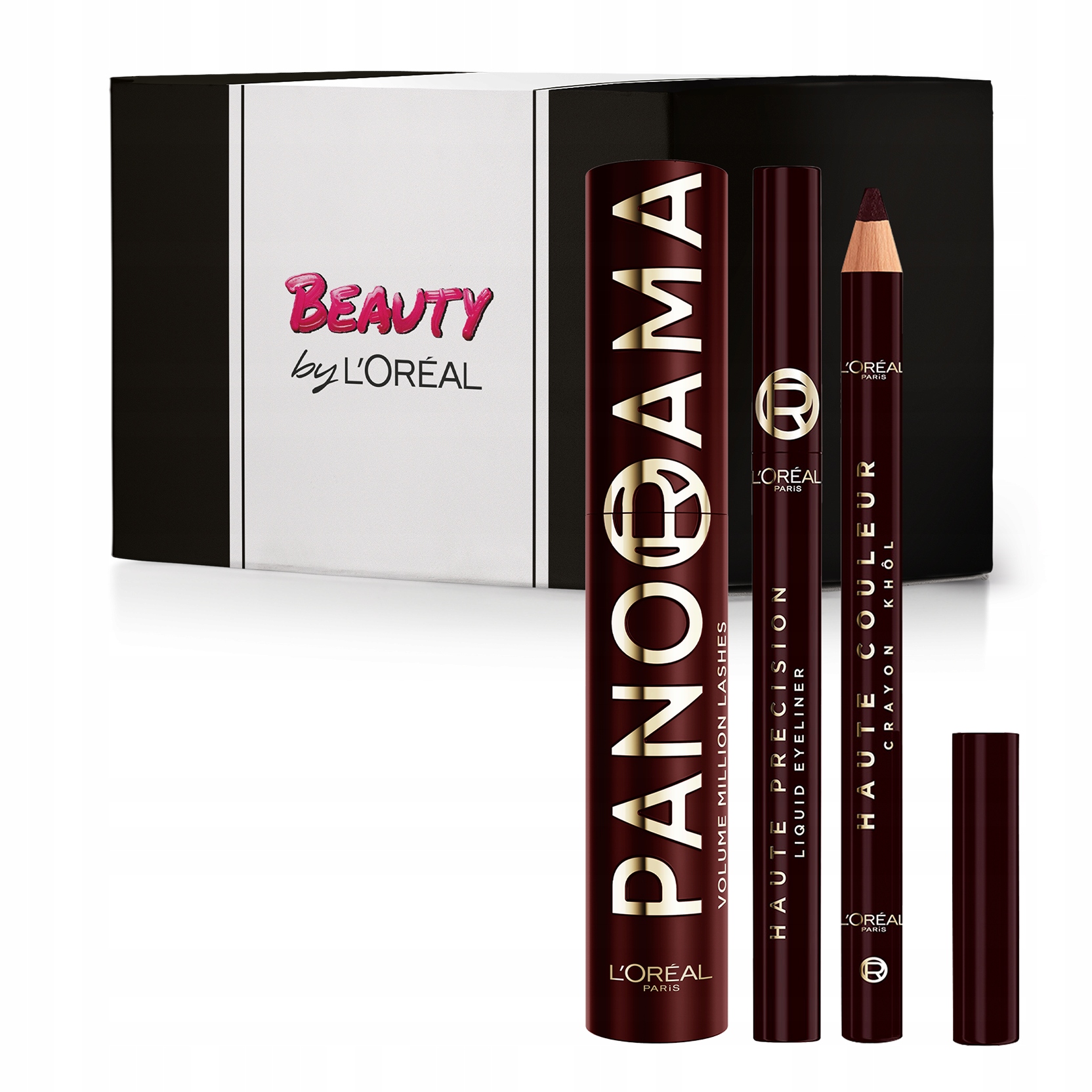 Zestaw L'Oréal Bordeaux Cashmere Bordowy Tusz Kredka i Eyeliner do Oczu