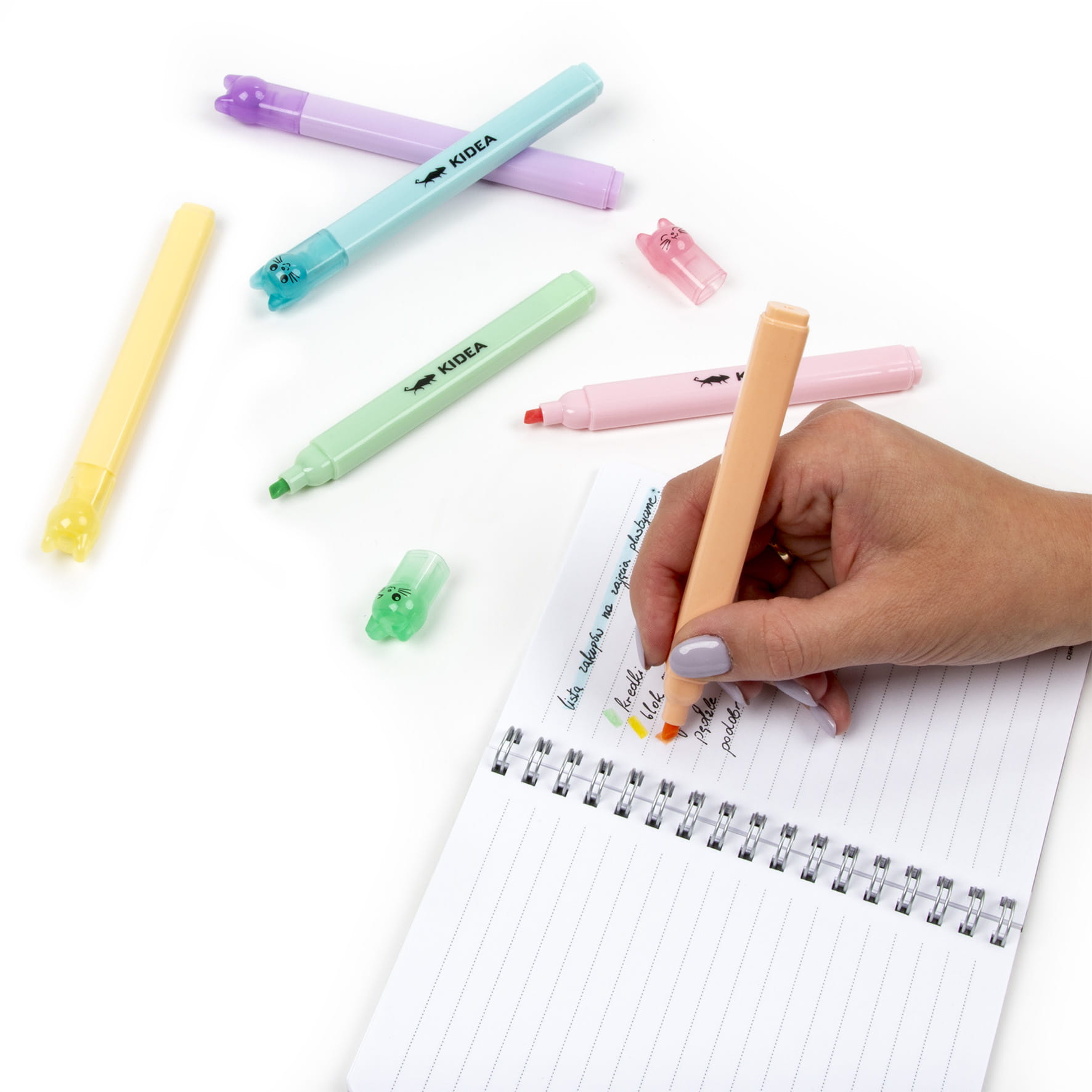 KIDEA FLAMASTRY ZAKREŚLACZE PASTELOWE KOTKI 6 kolorów Rodzaj flamastry