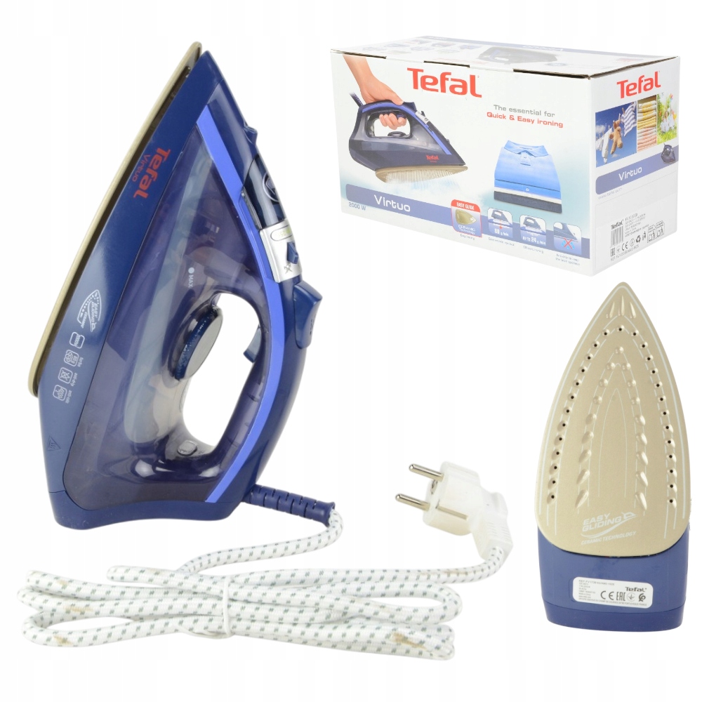 Żelazko parowe Tefal Virtuo FV1739E0 2000W blokada kapania 250 ml