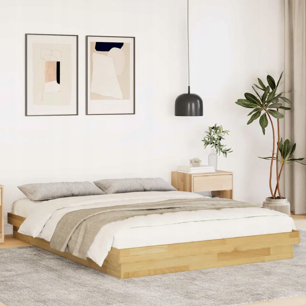 Rám postele bez matrace 150x200 cm Dubový masiv Hnědá 3315732