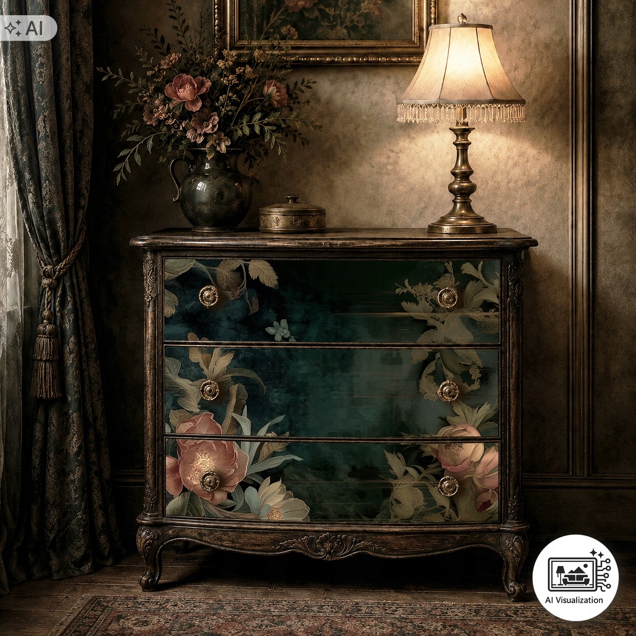 Sada nábytku z morušového papíru na decoupage FPA1081 Botanical Boudoir