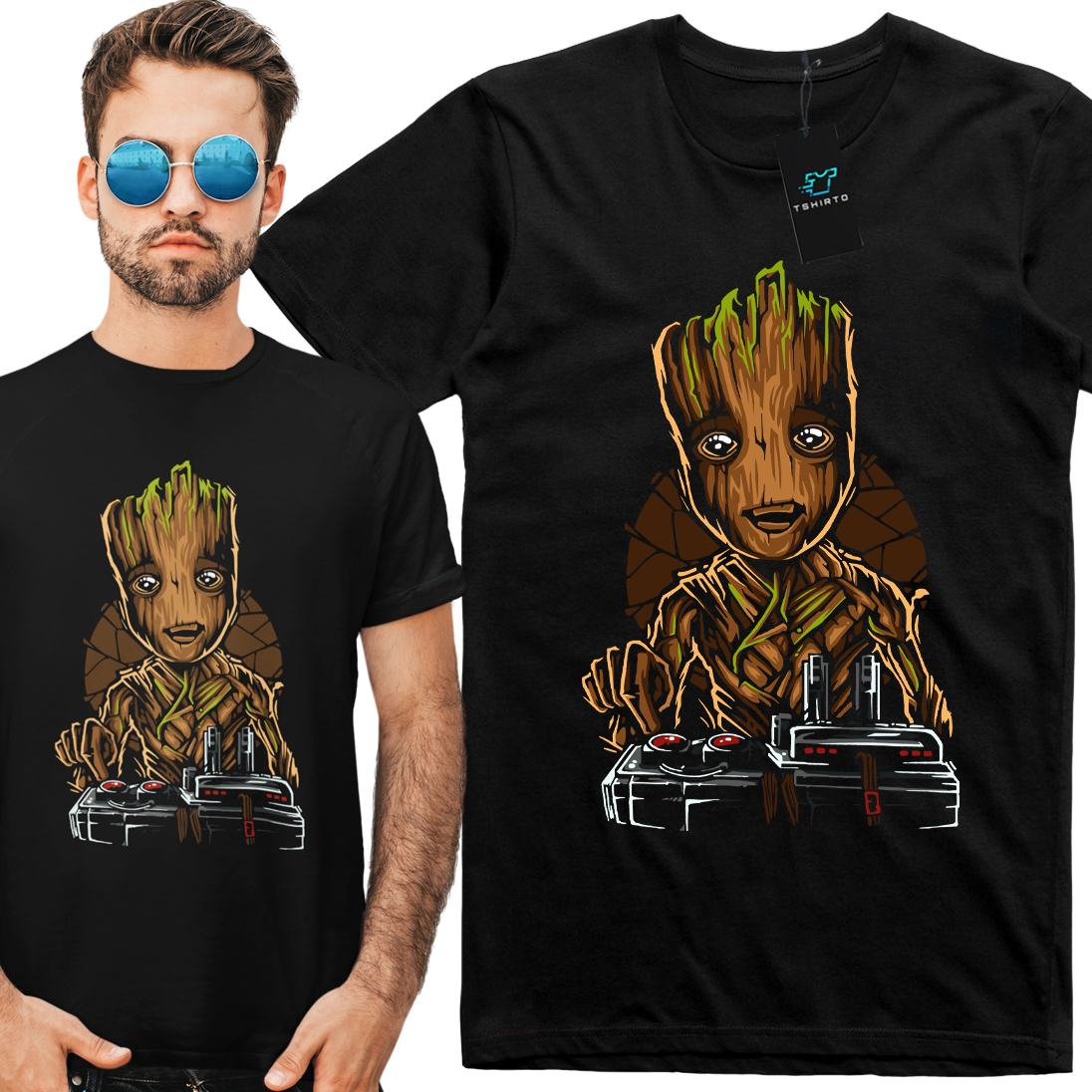 

T-Shirt Męski Koszulka Dj Groot Techno Marvel L